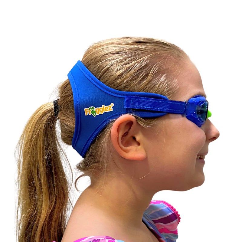 Frogglez Anti-Fog Swimming Goggles for Kids under 10 (Ages 3-10) Recommended by Swim Instructors; Premium Pain-Free Strap - Blue - Image 1
